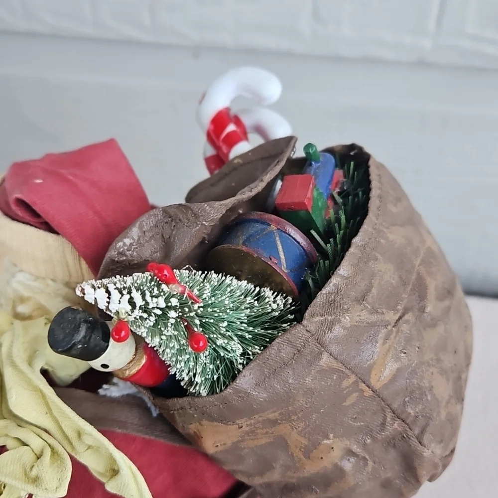 Traditions Fabric Mache Skiing Santa Claus Christmas Decor Figurine Vintage 10
